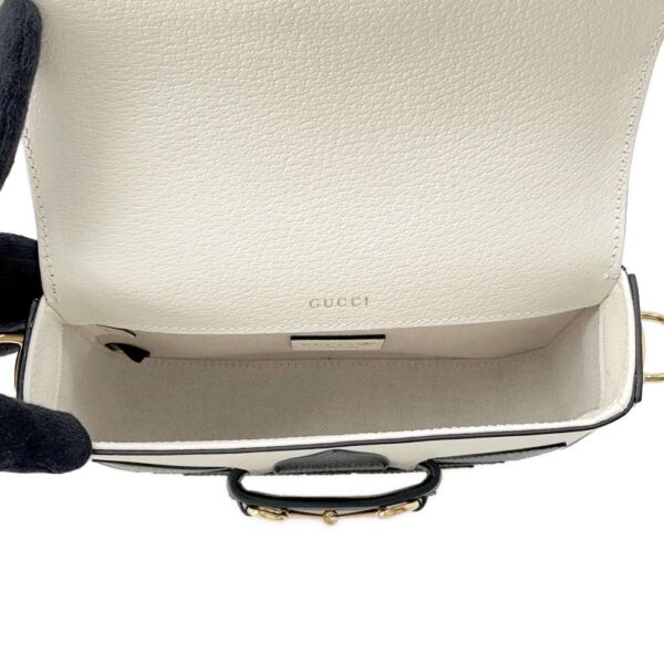 9689589 06 Gucci Horsebit 1955 Leather Shoulder Bag White Black