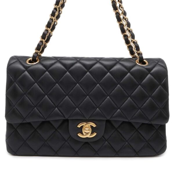 9699670 01 Chanel Matelasse 25 Coco Mark Lambskin Double Chain Black