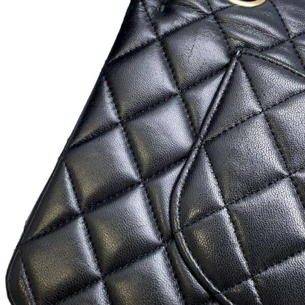 9699670 15 Chanel Matelasse 25 Coco Mark Lambskin Double Chain Black