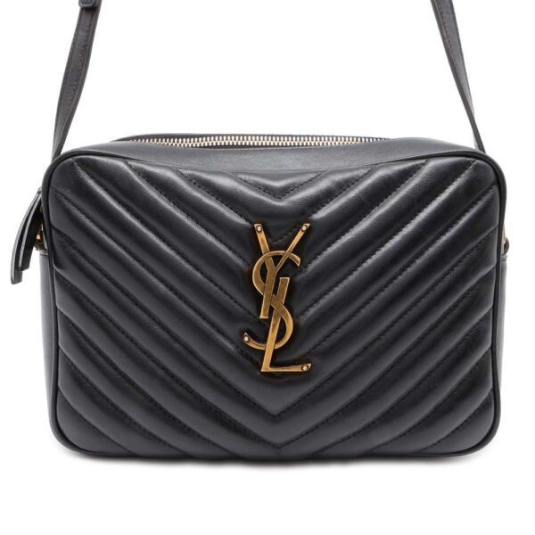 9704671 01 Saint Laurent Paris Shoulder Bag Monogram Lou Leather Black