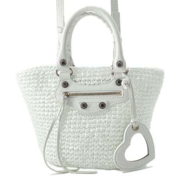 9705012 01 Balenciaga Le Cagole Pannier Small Nylon 2way Shoulder Bag White