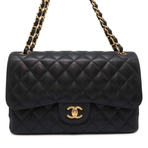 9715622 01 Chanel Matelasse 30 Coco Mark Caviar Skin Shoulder Bag Black