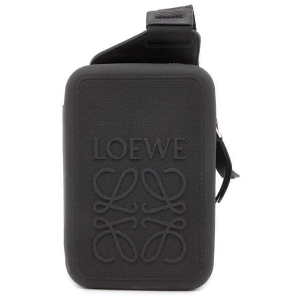 9715998 01 Loewe Molded Sling Rubber Leather Body Bag Black