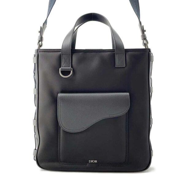 9719613 01 Christian Dior Saddle Nylon Leather Sacai Tote Bag Black