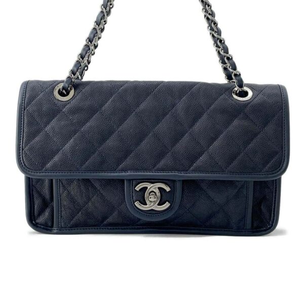 9719774 01 Chanel Matelasse Caviar Skin 2way Shoulder Bag Black