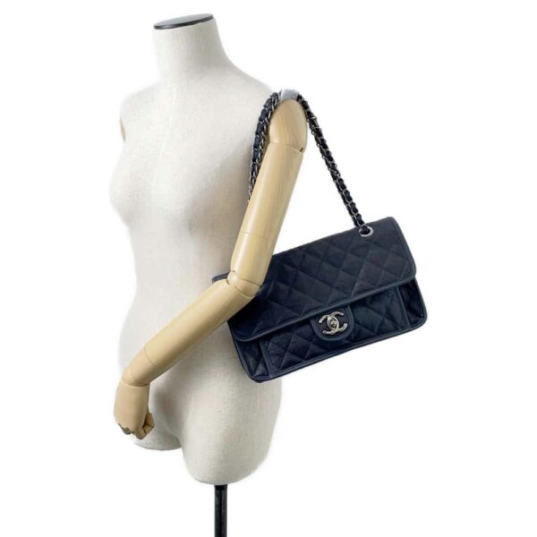 9719774 04 Chanel Matelasse Caviar Skin 2way Shoulder Bag Black