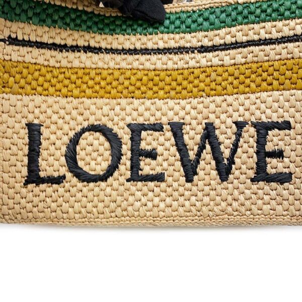 9720015 10 Loewe Font Raffia 2way Basket Shoulder Bag Black