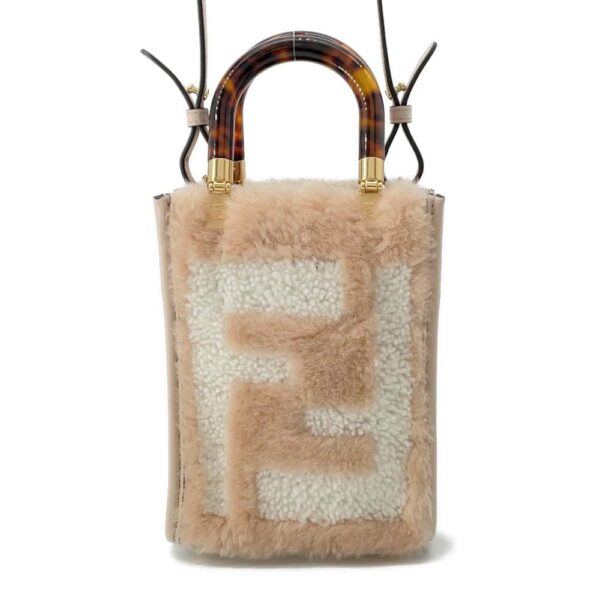 9720473 01 Fendi Sunshine Shopper Mini Mouton Handbag