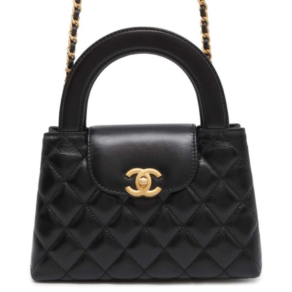 9723955 01 Chanel Mini Matelasse Calf Leather Shoulder Bag Black