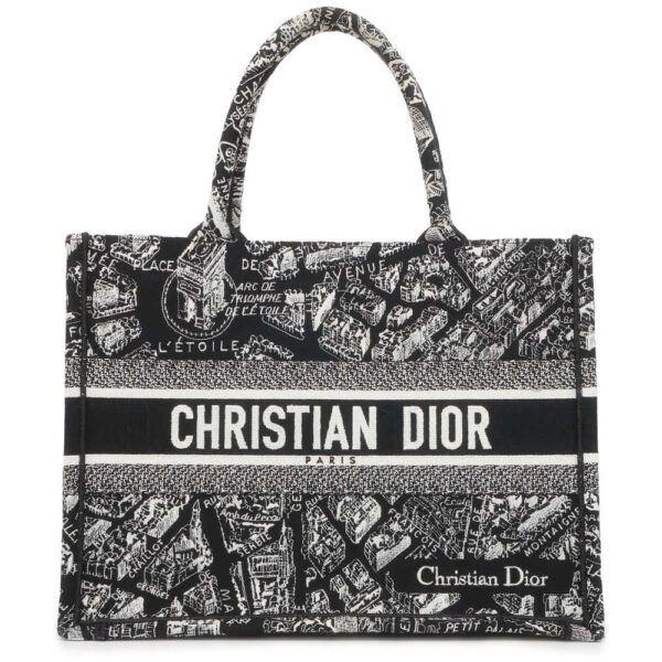 9725072 01 Christian Dior Book Tote Plan de Paris Canvas Tote Bag Medium Black