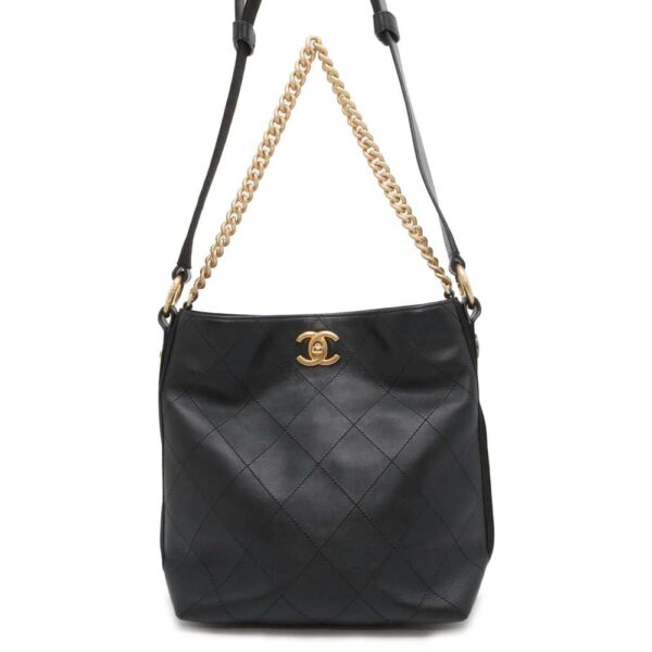 9728219 01 Chanel Matelasse Hobo Bag Calf Leather Shoulder Bag Black