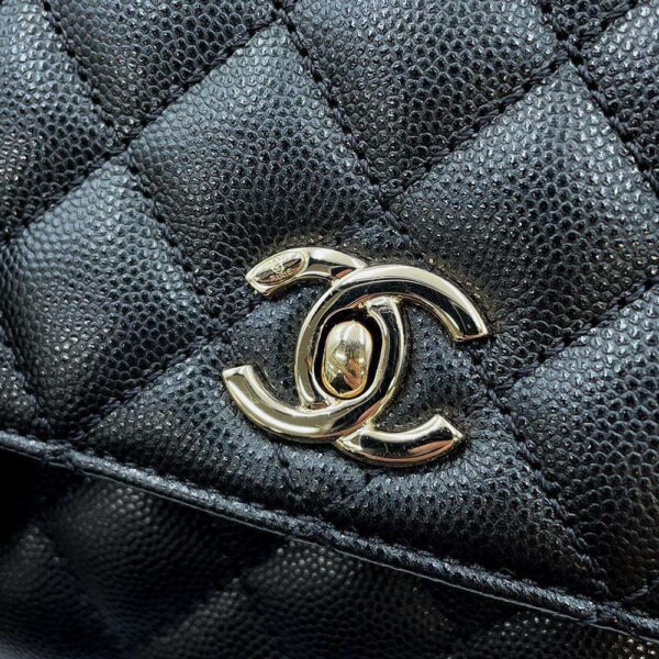 9729902 14 Chanel Mini Matelasse Coco Handle Caviar Skin Shoulder Bag Black