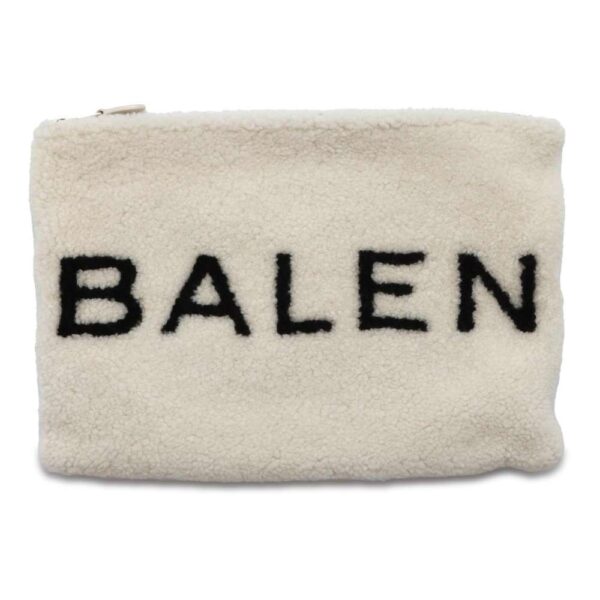 9732025 01 Balenciaga Shearling Pouch Clutch Bag White Black