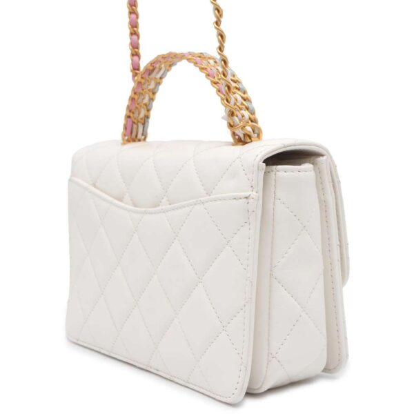 9733015 02 Chanel Matelasse Coco Mark Top Handle 2way Bag White