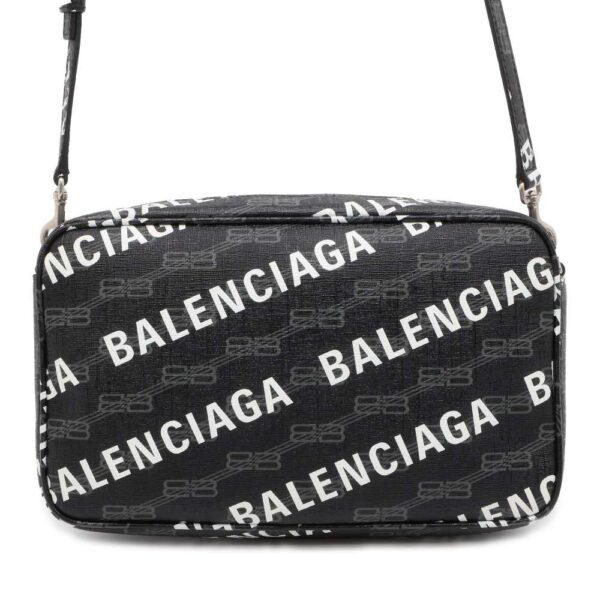 9733862 01 Balenciaga BB Monogram Signature Camera Bag Black White