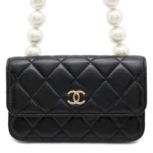 9733879 01 Chanel Chain Shoulder Bag Micro Mini Matelasse Lambskin White