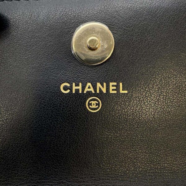 9733879 15 Chanel Pearl Chain Matelasse Coco Mark Lambskin Wallet Black