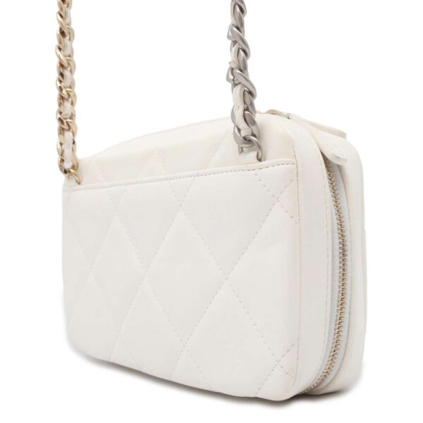 9733893 02 Chanel 19 Matelasse Coco Mark Lambskin Bag White