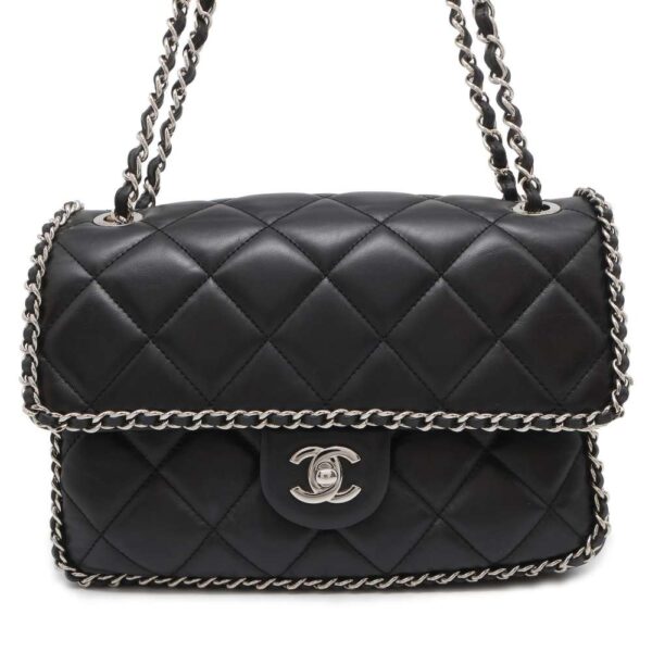 9736641 01 Chanel Matelasse Crumple Calf Leather Shoulder Bag Black