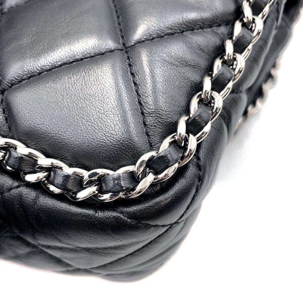 9736641 13 Chanel Matelasse Crumple Calf Leather Shoulder Bag Black