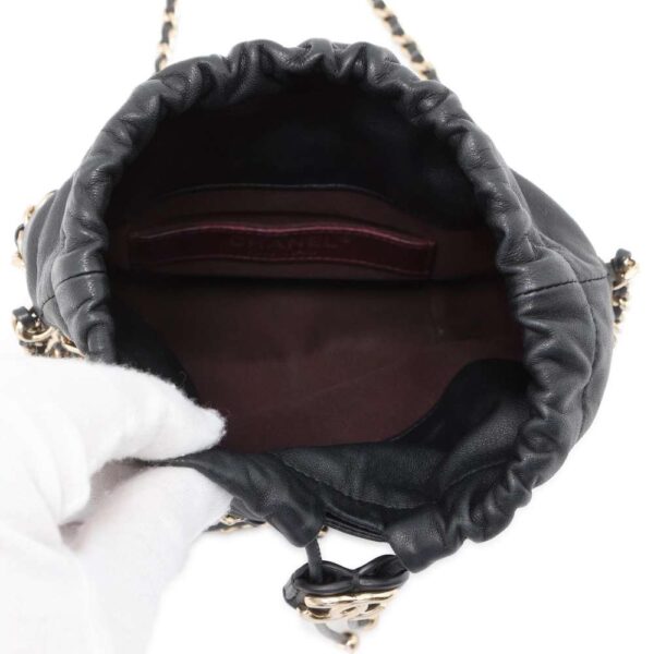 9745407 05 Chanel Drawstring Coco Mark Lambskin Bag Black