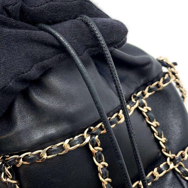 9745407 06 Chanel Drawstring Coco Mark Lambskin Bag Black