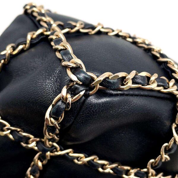 9745407 08 Chanel Drawstring Coco Mark Lambskin Bag Black