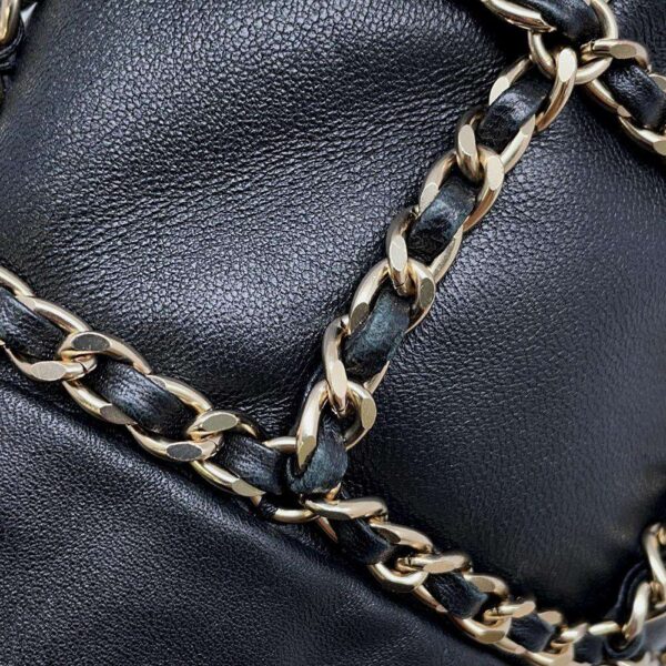 9745407 09 Chanel Drawstring Coco Mark Lambskin Bag Black