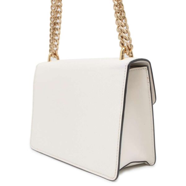 9746978 02 Prada Chain Shoulder Bag Saffiano Leather White