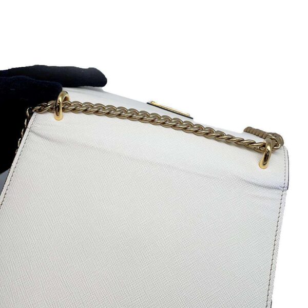 9746978 15 Prada Chain Shoulder Bag Saffiano Leather White