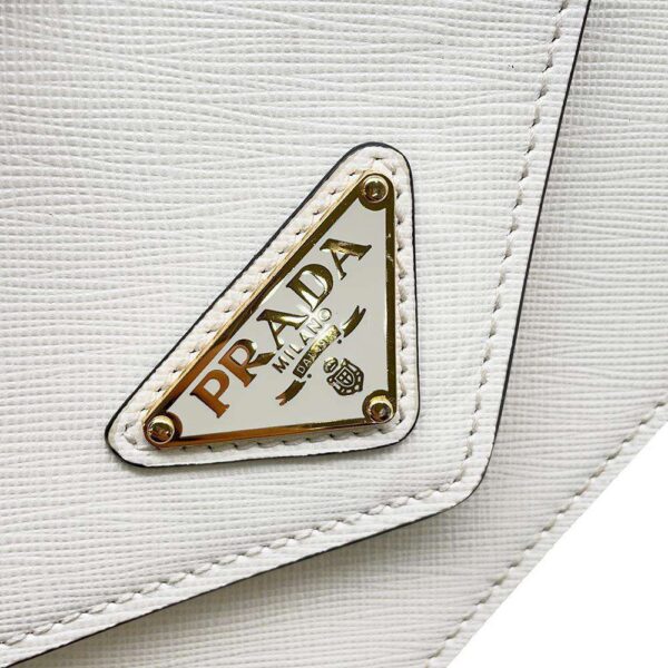 9746978 16 Prada Chain Shoulder Bag Saffiano Leather White