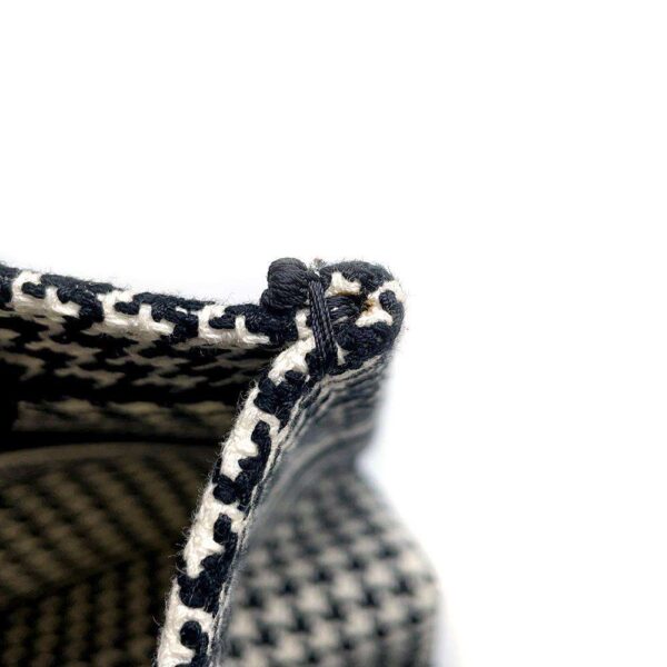 9749207 06 Christian Dior Book Tote Houndstooth Canvas Tote Bag Small Black White