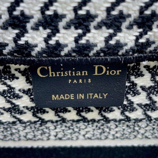 9749207 08 Christian Dior Book Tote Houndstooth Canvas Tote Bag Small Black White