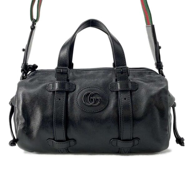 9749610 01 Gucci Double G Leather Handbag Small Black