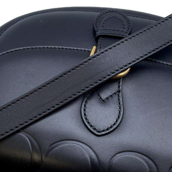 9749634 13 Gucci Embossed Buckle Leather Shoulder Bag Black