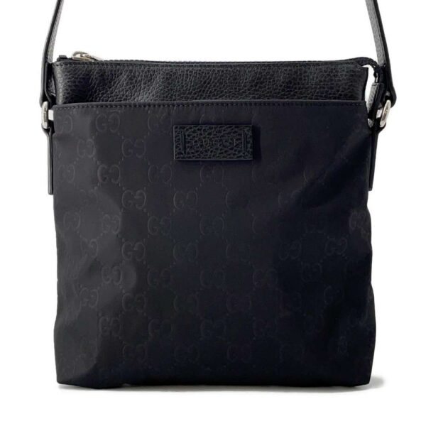 9749696 01 Gucci GG Nylon Shoulder Bag Black