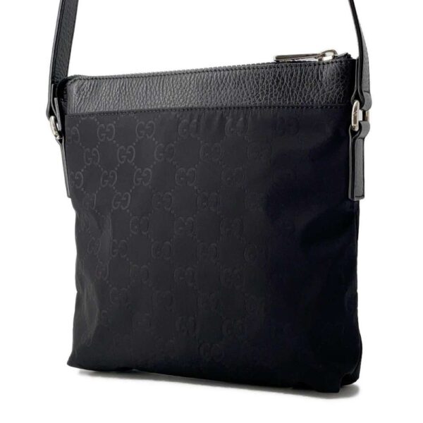 9749696 02 Gucci GG Nylon Shoulder Bag Black