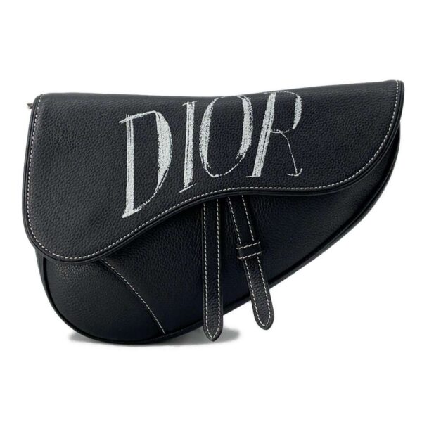 9749832 01 Christian Dior Saddle Leather Alex Foxton Body Bag Black