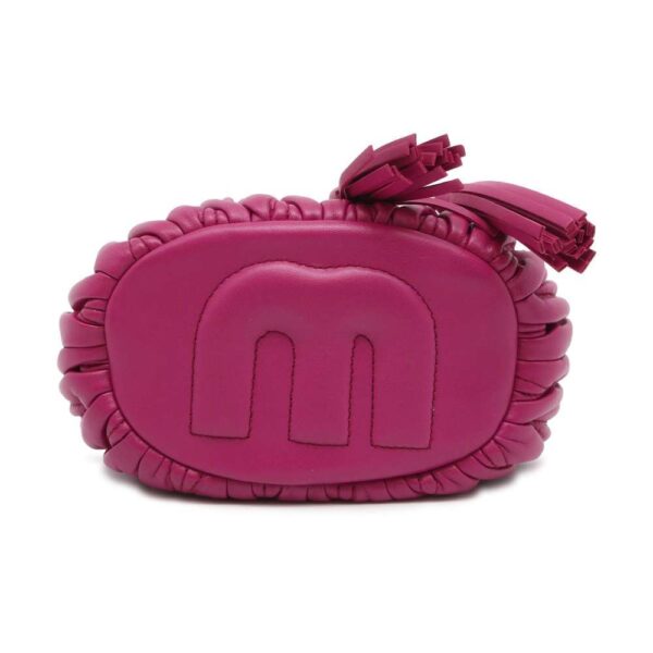 9749955 03 Miu Miu Shoulder Bag Matelassé Drawstring Leather Pink