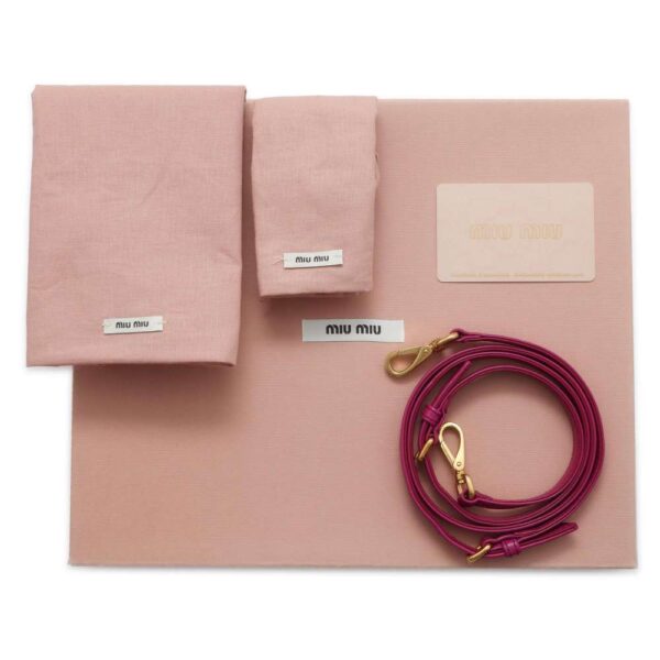 9749955 10 Miu Miu Shoulder Bag Matelassé Drawstring Leather Pink