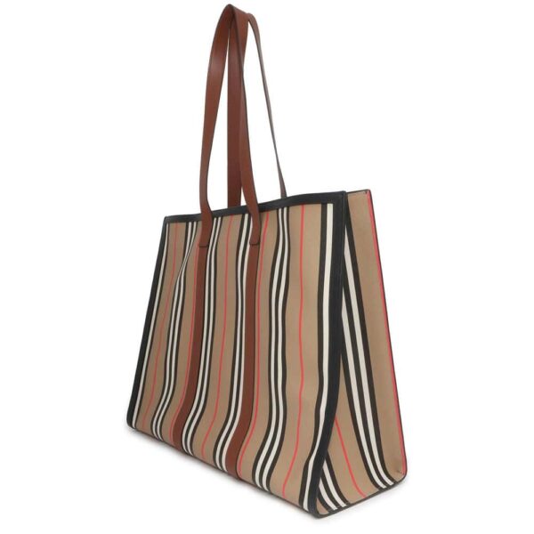 9750104 02 Burberry Striped Leather Tote Bag Shoulder Bag