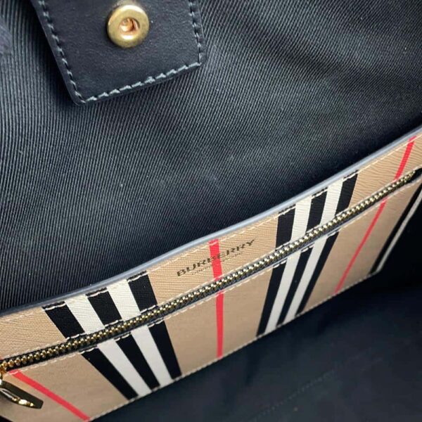 9750104 07 Burberry Striped Leather Tote Bag Shoulder Bag