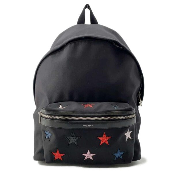 9750623 01 Saint Laurent Paris Backpack California City Star Canvas Black