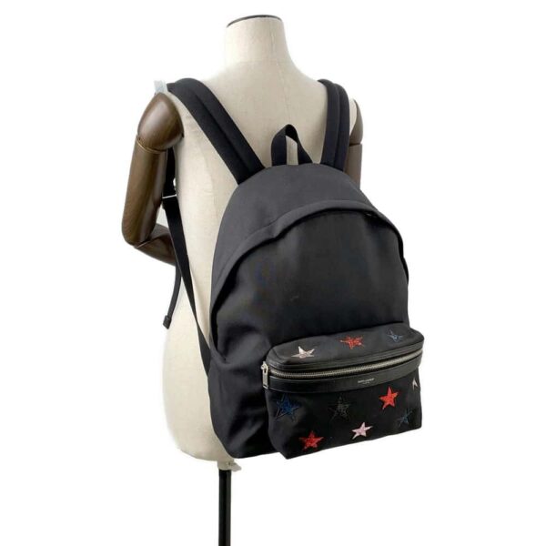 9750623 04 Saint Laurent Paris Backpack California City Star Canvas Black