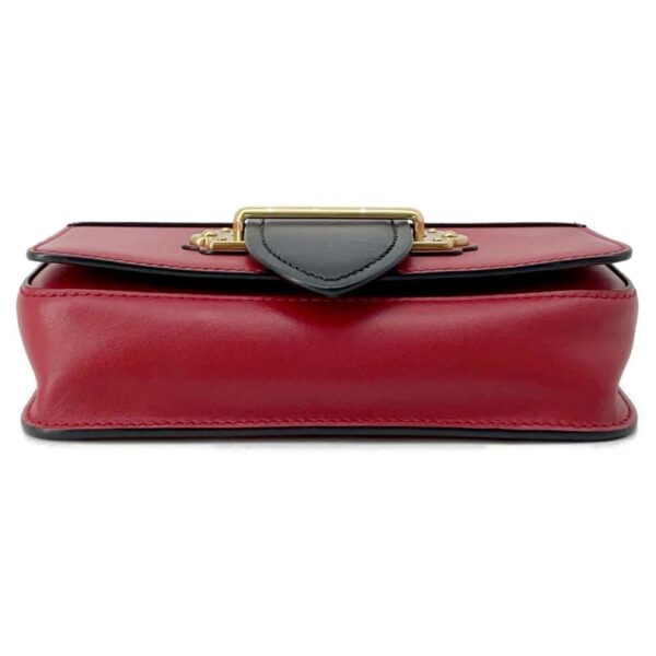 9750654 03 Prada Chain Shoulder Bag Leather Belt Red Black