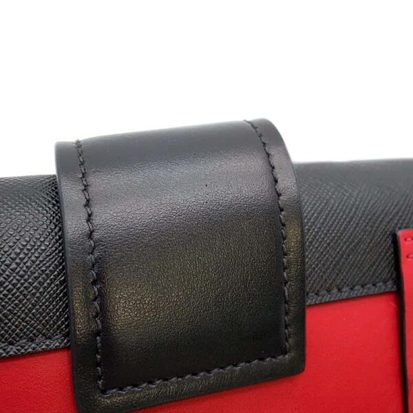 9750654 07 Prada Chain Shoulder Bag Leather Belt Red Black