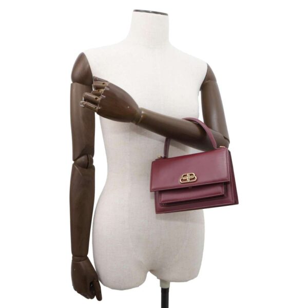 9750821 05 Balenciaga 2Way Sharp Handbag Maroon