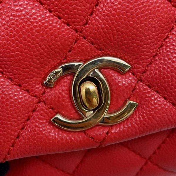 9751187 16 Chanel Coco Mark Top Handle Matelasse Caviar Skin 2way Shoulder Bag Coco Handle