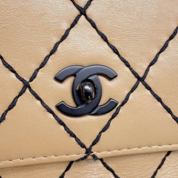 9751217 13 Chanel Matelasse Coco Mark Wild Stitch Double Chain Calf Leather Bag