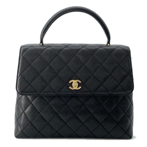 9751583 01 Chanel Matelasse Coco Mark CC Caviar Bag Black